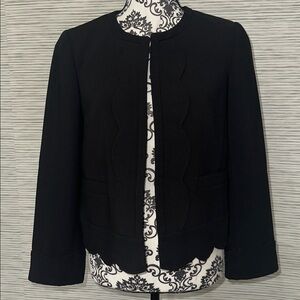 Ann Taylor Black Collarless Scalloped Blazer Sz. M